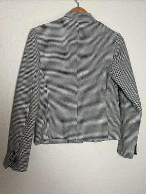 NEW Banana Republic Black White Houndstooth Cropped Blazer Classic Preppy Size 4 thumbnail 6