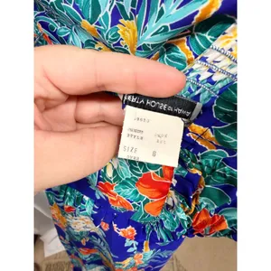 Vintage Liberty House of Hawaii Blue Floral Tropical Ruffle Satin Midi Sundress thumbnail 8