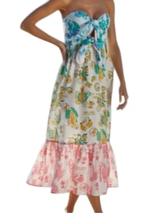 FARM Rio size medium tiered midi cutout new Colorful Tropical Print Dress coveru thumbnail 1