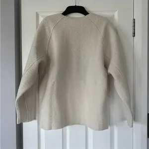 Zara ivory off white ivory oversized boucle crew neck sweatshirt sweater thumbnail 2