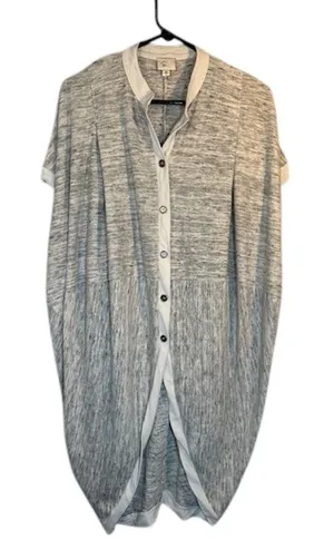 STCL by Anthropologie Women’s Gray White Short Sleeve Button Down Jacket Sz Med thumbnail 1
