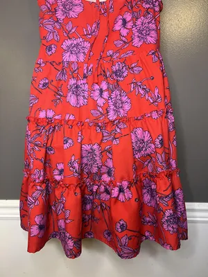 B-O-G Collective Dress Womens Large Red Floral Ruffle Tiered Sundress Boho thumbnail 9