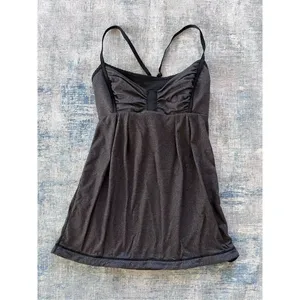 Lululemon Black Heathered Charcoal Gray Graceful Flow Tank Top Size 6 thumbnail 6