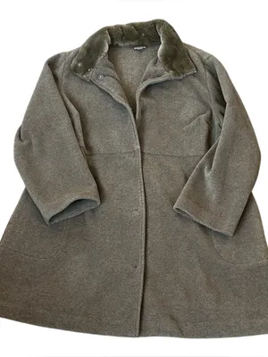 J Jill Fleece Pea Coat Jacket Faux Fur Collar Pockets Classic Winter Capsule thumbnail 5