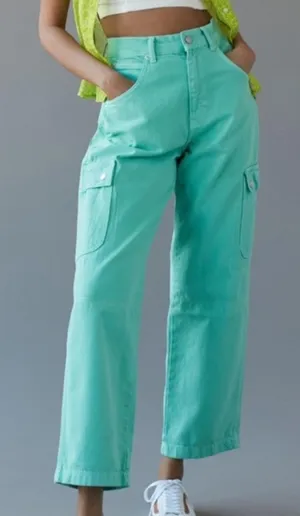 Urban Outfitters BDG Rilee Baggy Cargo Pants in Green / Teal thumbnail 1