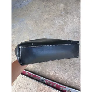 Nine West Black Faux Leather Shoulder Bag White Contrast Stitch Baguette Hobo thumbnail 4