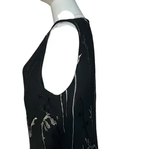 Casual Corner VTG Shift Dress Black Floral Sleeveless Maxi/Ankle SZ 12 Sheer thumbnail 6