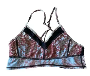 Women’s Multicolor Straps V-Neck Sporty Running Bra Sz S thumbnail 1