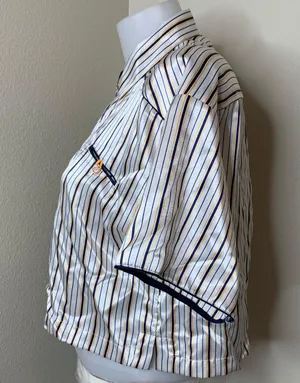 Val mode Lingerie New! Pajama Set Pj Shirt Shorts Stripes Button Up White Blue M thumbnail 6