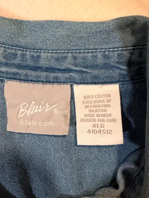 Blair  Light Blue Denim Button-Down Shirt with Angel Patch thumbnail 3