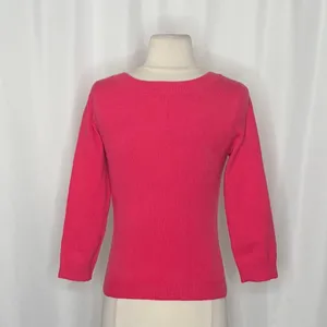 GARNET HILL Cashmere Sweater Scoop Neck Solid Pink Bright Pullover X-Small thumbnail 9