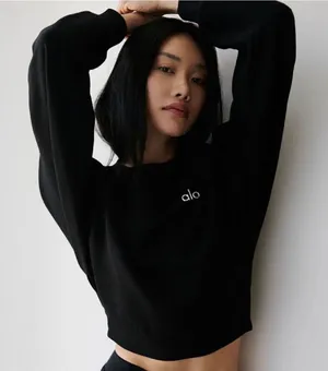 Alo Yoga Cropped Accolade Crewneck Black S thumbnail 1