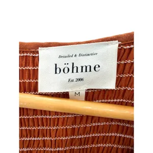 Bohme Rust Midi Dress Medium Long Balloon Sleeve Smocked Bodice Layered Tiered thumbnail 5