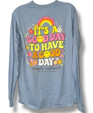 Simply Southern medium long sleeve tee it’s a good day to have a good day happy thumbnail 1