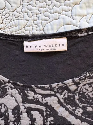 💥Bryn Walker Abstract Print Asymmetrical Tunic Dress Black Gray Stretch Sz L💛 thumbnail 8