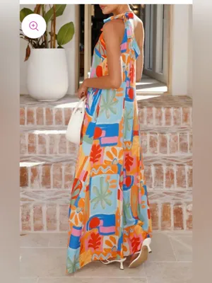 ROSA CLOTHING Tropical abstract print One Shoulder Maxi Dress Small New thumbnail 2