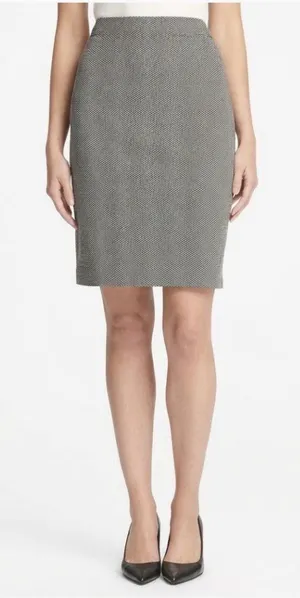 NEW DKNY Old Money Herringbone Pencil Midi Skirt Sz 12 Office Siren Classic thumbnail 1