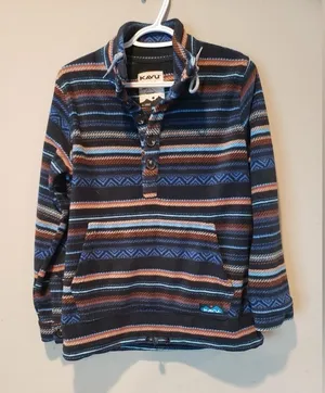 Kavu women's Multicolor Striped Fleece XS S thumbnail 1