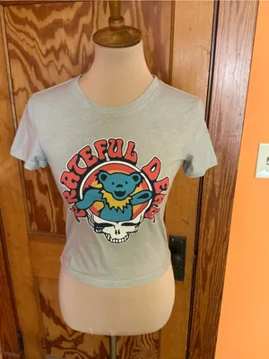 Grateful Dead Dancing Bear Steal Your Face Crop Top Tee 2025 Small thumbnail 3