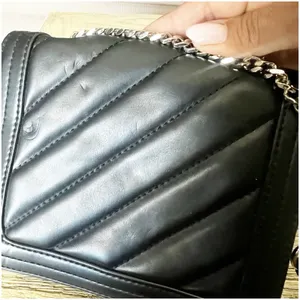 French Connection Quilted Square Shoulder Bag Chain Strap Sm Black Faux Leather thumbnail 5