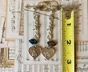Handmade Kawaii y2k Goth vintage antique romance style angel/cherub & Czech glass beads unique earrings🌙👼✨ thumbnail 3
