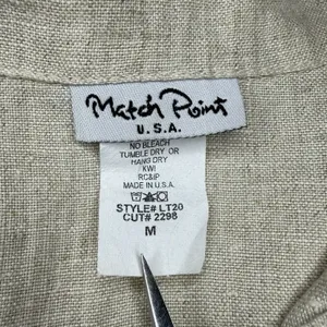 Match Point Made In USA Linen Button Up Top M Oversized Neutral Lagenlook Casual thumbnail 4