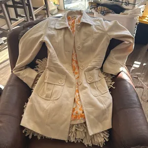 Tulle Peacoat medium Ivory Wool Blend Long Jacket Old Money Career Button-Up thumbnail 11