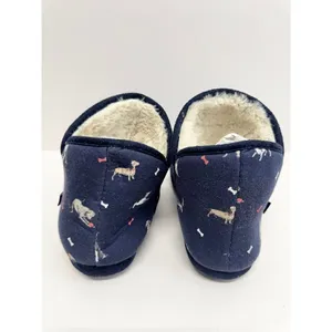 Joules Winter Cozy Slippers Size 6 US Blue Dog Print Faux Fur Pull On Style thumbnail 6
