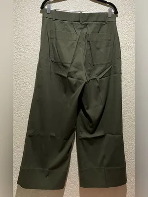 SPANX NWT Dark Pine Green Stretch Twill Crop Wide Leg Pants Size M thumbnail 3