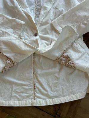 Anthropologie Pilcro Washed Corduroy White Oversized Blazer Coat XS thumbnail 11