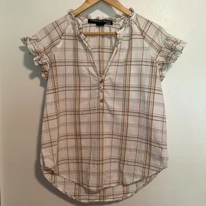 Veronica Beard Jeans Milly Plaid Ruffle Sleeve Blouse thumbnail 2