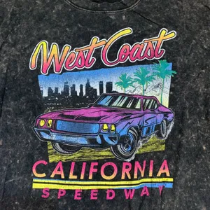 Social Culture‎ West Coast California Speedway Graphic T Shirt Black Acid Wash L thumbnail 2