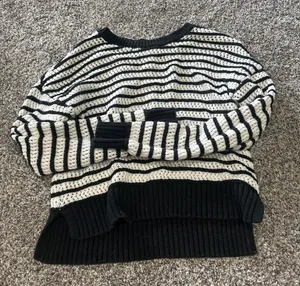 Women’s Aeropostale black and white striped sweater thumbnail 1