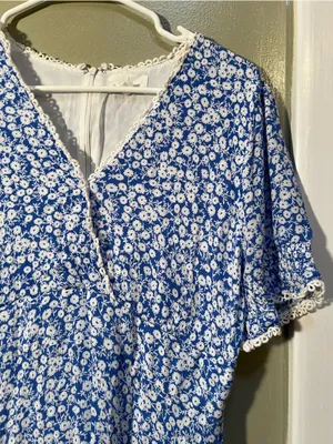 Lost + Wander Women's Size Large Villa by the Sea Floral Picot Trim Peasant Mini thumbnail 6