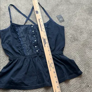 Abercrombie & Fitch Lace Front Cami Tank Navy Blue Size L thumbnail 6