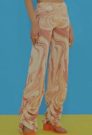 JADED LONDON Orange Swirl Ruched Hem Printed Knit Joggers Size US 2 s small thumbnail 2