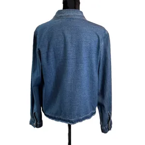 Asaro Collection Women L Denim Jacket Blue Embroidered Floral Fruit Button Front thumbnail 2