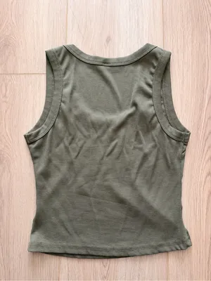 Boohoo Women’s Olive Tank Top with Stud Trim thumbnail 3