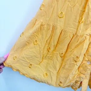 Urban Outfitters Womens Yellow Sandy Boho Embroidered Lace Up Back Mini Dress M thumbnail 5