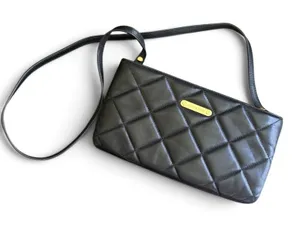 Michael Kors Black Quilted Leather Purse Small Clutch Credit Card Pockets thumbnail 1