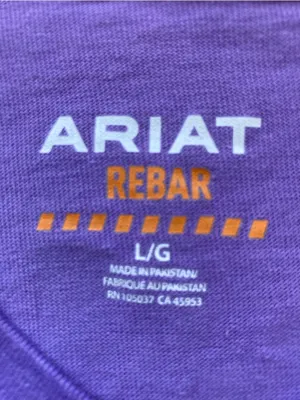 Ariat Rebar Work American Flag Purple V-Neck Tee Women's Large thumbnail 4