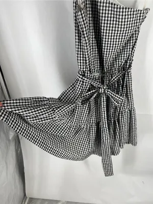 Vineyard Vines Black & White Gingham One-Shoulder Dress thumbnail 6
