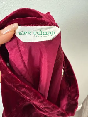 Vintage Alex Colman Burgundy Velvet Maxi Skirt Side Slit Whimsy Goth Y2K Size XS thumbnail 3