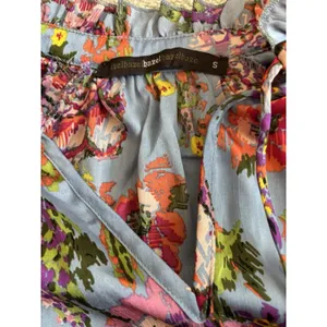 Hazel Blue Floral Blouse Women's Size‎ S Small Long Balloon Sleeve Ruffle Neck thumbnail 2