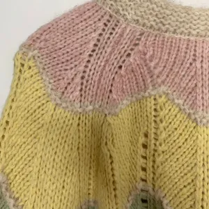 Loveshackfancy Deena Alpaca Wool Rainbow Pastel Zig Zag Cardigan Womens Small thumbnail 14