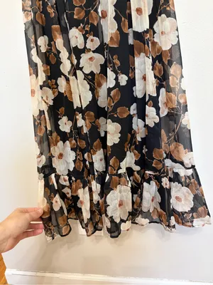 Abercrombie Black and Brown Fall Floral Sleeveless Midi Dress - Size S thumbnail 8