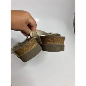Mephisto Slide Sandals Womens 37 Silver Metallic Good Cork Buckle Air-Relax thumbnail 6