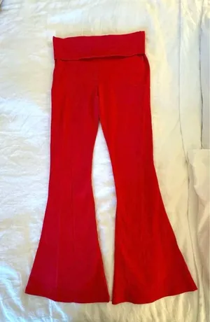 Edikted Fold over Red Y2K Pants thumbnail 1