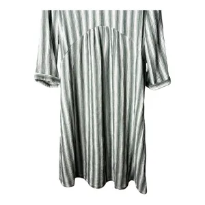 Haven Well Within Midi Dress Womens XS Green Striped V-Neck Cotton Gauze Casual thumbnail 8