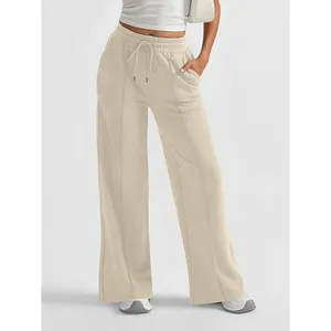 NWT ~ Women's Casual Tan Flare Leg Pockets Knit Drawstring Pull On Pants ~ MED. thumbnail 2